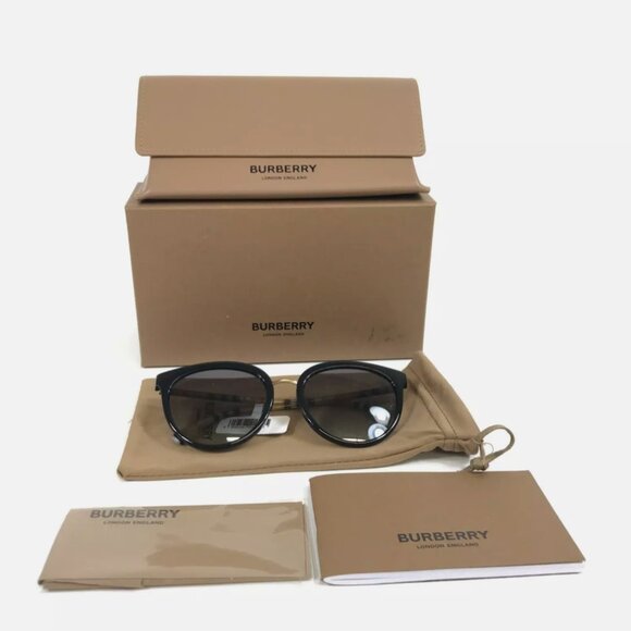 Burberry Sunglasses Black Brown Check Gray Gradient Lenses - Picture 1 of 8
